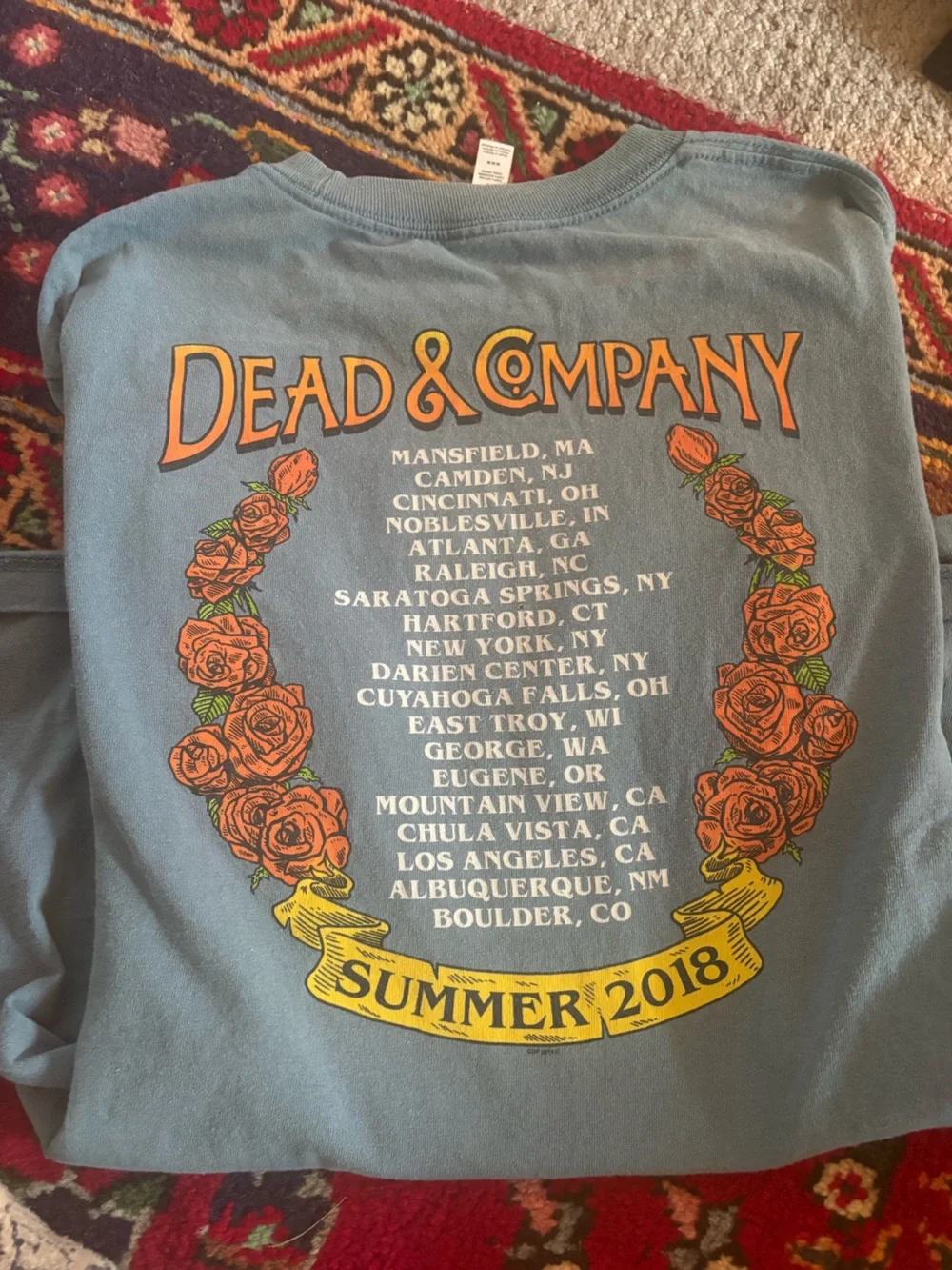 Alstyle Dead & Company Blue Graphic Tee with Multicolor Skull Art - Picture 4 of 4